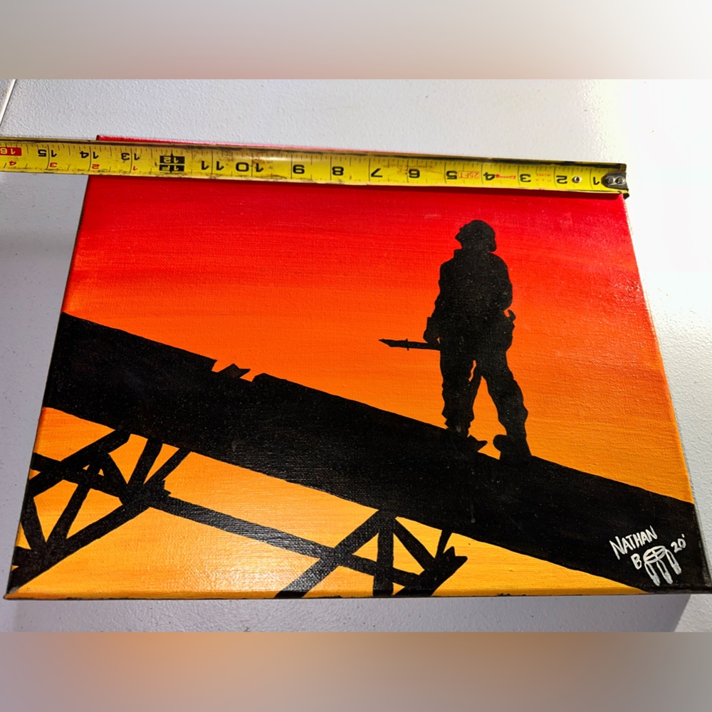 “Overtime” 8”X10” Acrylic painting on canvas by Nathan Begay